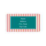 Coral Pink and White Stripes Address Label