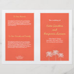 Coral pink block palm trees summer wedding program custom flyer