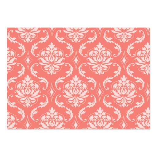 Coral Pink Damask Wedding Wishing Well Cards Business Card Templates (back side)