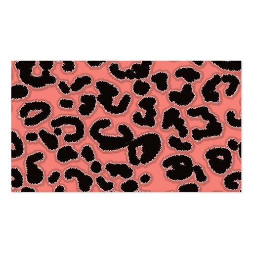 Coral Pink Leopard Print; Chalkboard look Business Card Templates (back side)