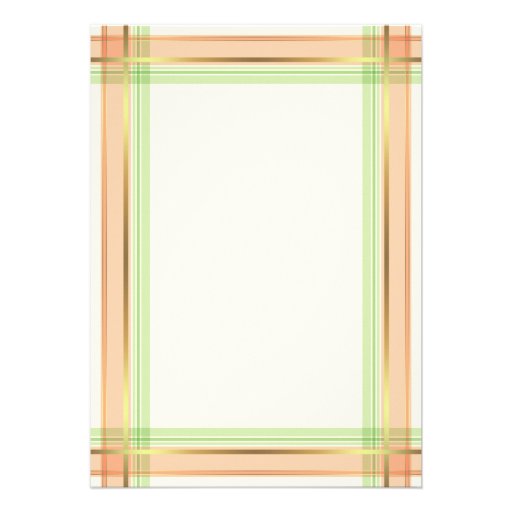 Coral Pink  Mint Green Plaid Wedding Invitation