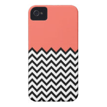 Coral Pink Peach Color Block Chevron iPhone 4 Case
