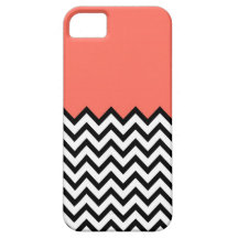 Coral Pink Peach Color Block Chevron iPhone 5 Case