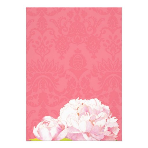 Coral Pink Peony Spring Floral Wedding Invitations