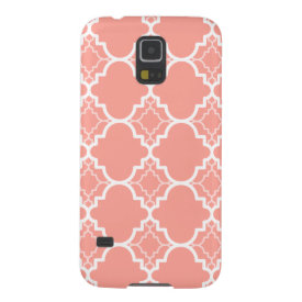 Coral Pink Quatrefoil Geometric Pattern Galaxy S5 Cover