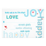 Coral Pink Red Aqua Modern Typography Wedding Invitation
