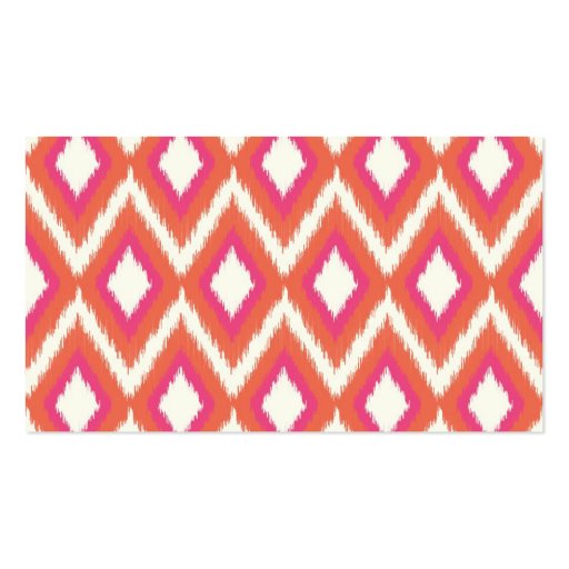 Coral & Pink Tribal Ikat Chevron Business Card Template (back side)