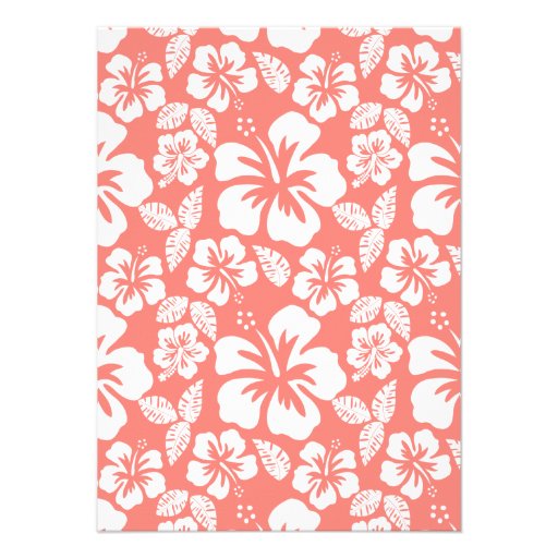 Coral Pink Tropical Hibiscus Custom Announcements