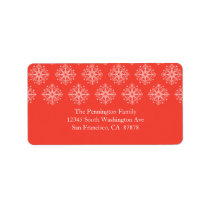 Coral pink   white snowflake winter address label