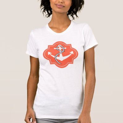 Coral Plaque Anchor Silhouette Tee Shirts