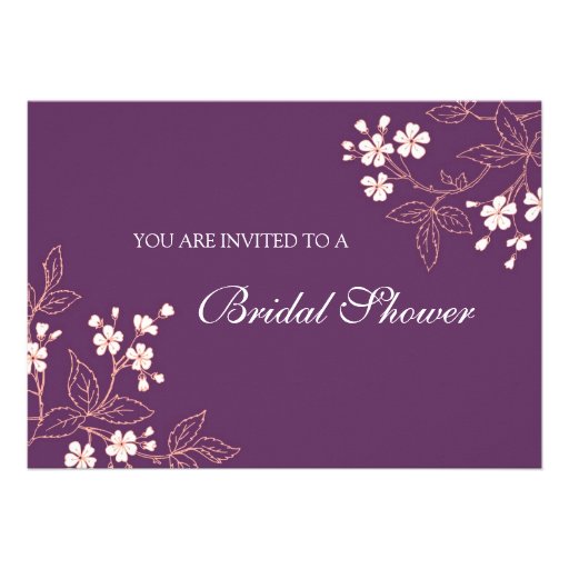 Coral Plum Floral Bridal Shower Invitation Cards