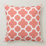 Coral Quatrefoil Throw Pillow