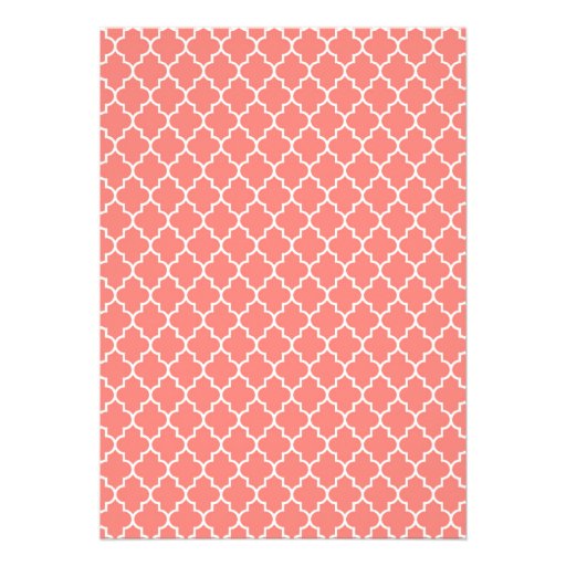 Coral Quatrefoil Wedding Invitations