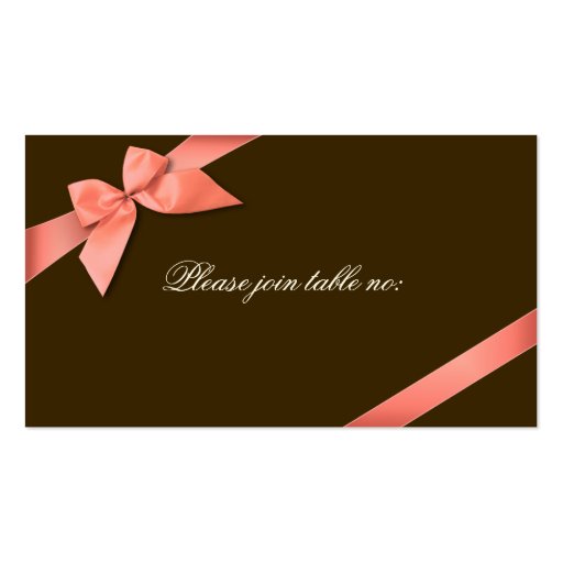 Coral Red Ribbon Guest Table Place Card Business Card Templates (front side)