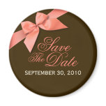 Coral Red Ribbon Save The Date Wedding Announce