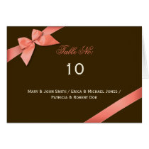 Coral Red Ribbon Table Place Card