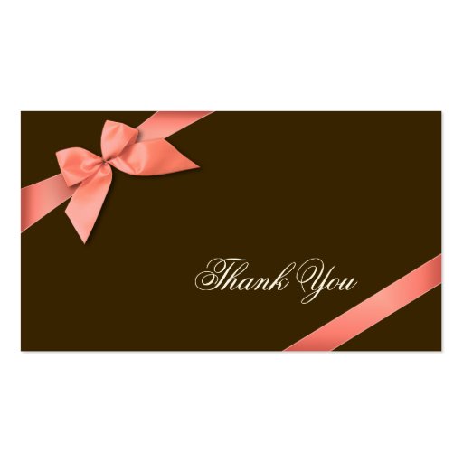 Coral Red Ribbon Thank You Minicard Business Cards