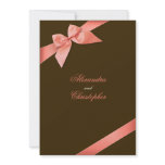 Coral Red Ribbon Wedding Announcement