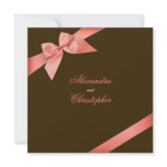 Coral Red Ribbon Wedding Announcement