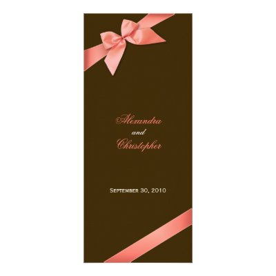 Coral Red Ribbon Wedding Invitation Announcement