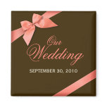 Coral Red Ribbon Wedding Save The Date Announce