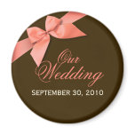 Coral Red Ribbon Wedding Save The Date Announce