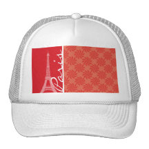 Coral & Red Swirl; Paris Hat