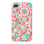Coral Retro Paisley Pattern iPhone 4/4S Covers