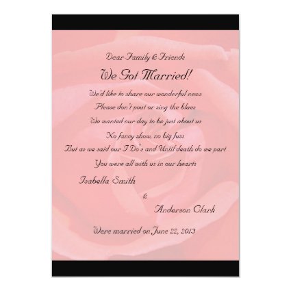 Coral Rose Elopement 2 5x7 Paper Invitation Card