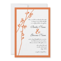 Coral Rose Wild Flower Branch Wedding Invites