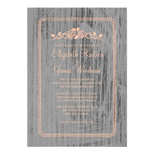 Coral Rustic Country Burlap Wedding Invitations