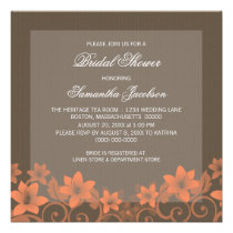 Coral Rustic Floral Bridal Shower Invite invitations