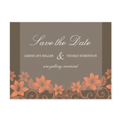 Coral Rustic Floral Save the Date Postcard