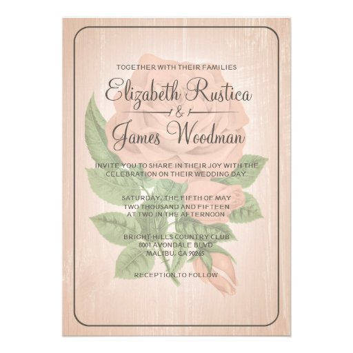 Coral Rustic Floral Wedding Invitations