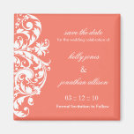 Coral Save the Date Wedding Magnet