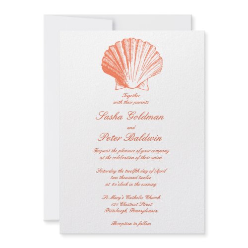 Coral Sea Shells Wedding Invitation invitation