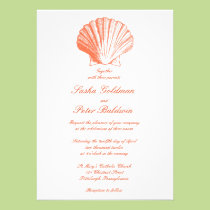 Coral Sea Shells Wedding Invitation invitations