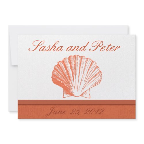 Coral Shell Beach Wedding Invitations invitation