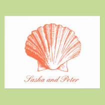 Coral Shell Beach Wedding RSVP Postcard postcards