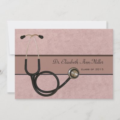 Coral Stethoscope - Graduation Party Invitation