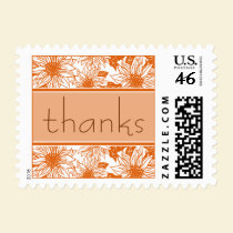Coral Sunflower Thank You Wedding Stamp stamps