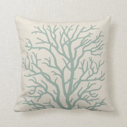 Coral Tree in Seafoam Green Pillows Zazzle