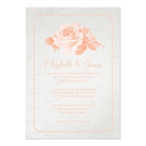 Coral Vintage Barn Wood Wedding Invitations