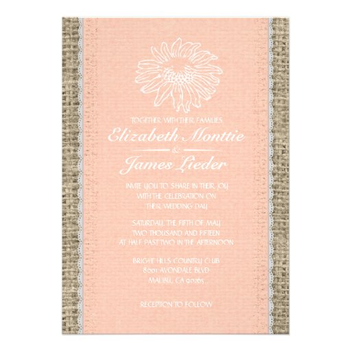 Coral Vintage Lace Wedding Invitations