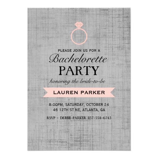 Coral Vintage Poster Ring Bachelorette Invitation