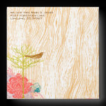 Coral Vintage Wood Grain Tree Bird Damask Envelope