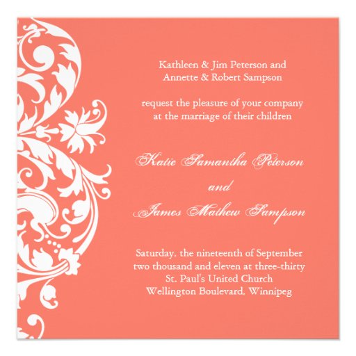 Coral Wedding Invitation