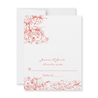 Coral Whimsical Bird Wedding Table Place Card invitation