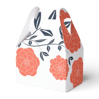 Coral, white and navy gift box favor boxes