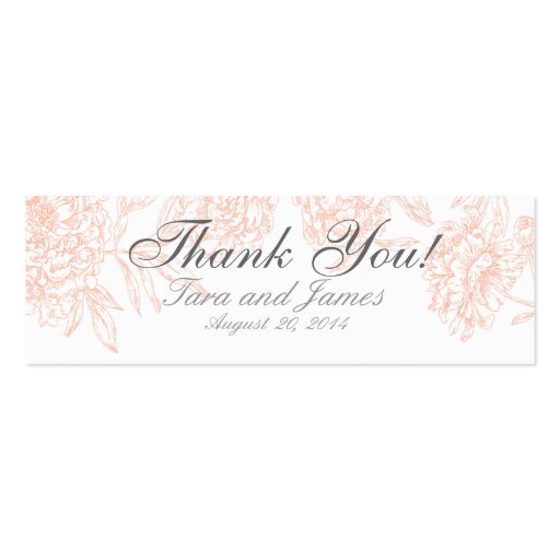 Coral White Vintage Floral Wedding Favor Tags Business Card Template (front side)